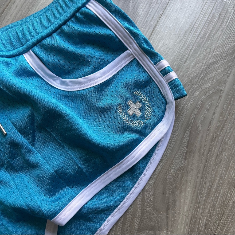 Andrew Christian | Fit Mesh Gym Sorts in Teal Blue (Small) - Picture 7 of 16